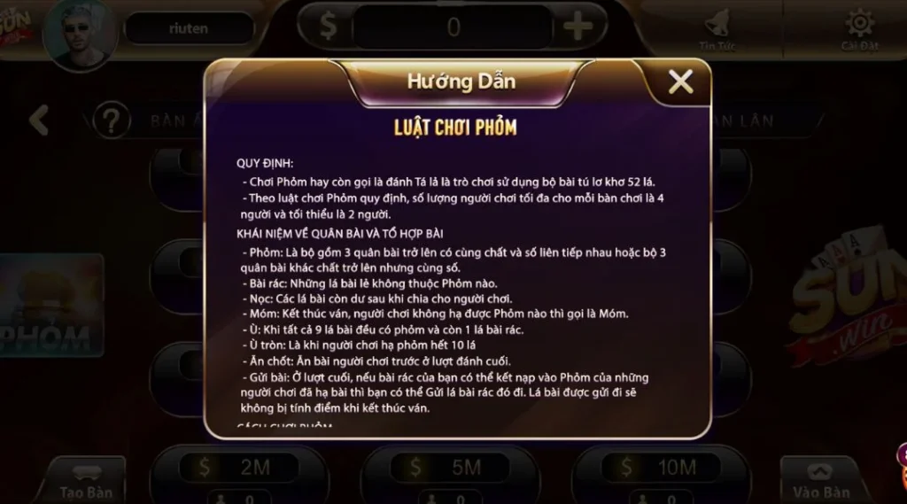 Luật Chơi Phỏm Sunwin Đầy Đủ Chi Tiết