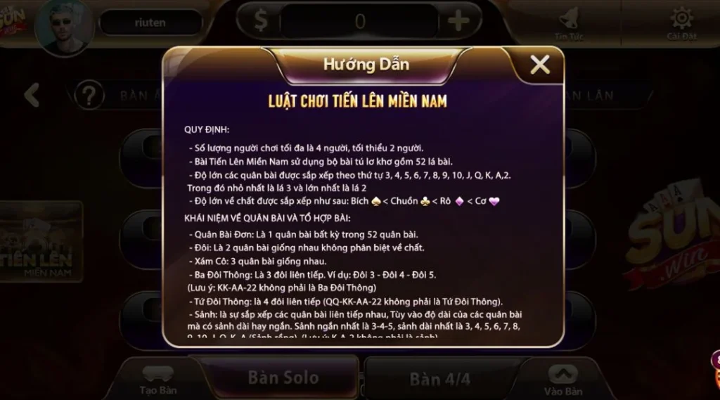 Tiến Lên Miền Nam Sunwin Với Luật Chơi Rõ Ràng Minh Bạch